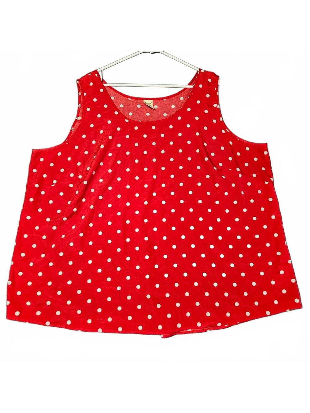 Plus Size 4X Red Polka Dot Tank Top Lightweight Sleeveless Blouse Faded Glory